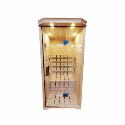 China Computer Control Panel Solid Wood Modern Design 1 Person Far Infrared Steam Sauna Room for sale