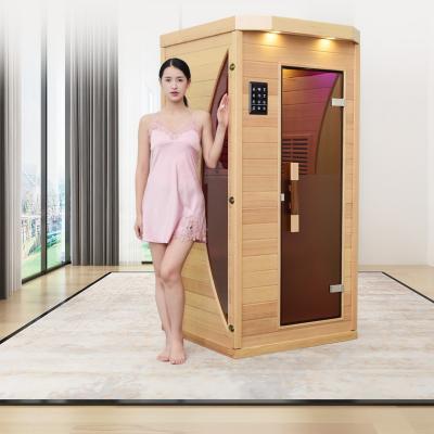 China Newest Wooden Computer Control Panel HealthyStar Factory Far Infrared One Person Sauna Room Indoor for sale