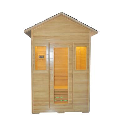 China Cheap Outdoor Wooden Carbon Film Double Person Computer Control Panel Far Infrared Sauna Chamber for sale