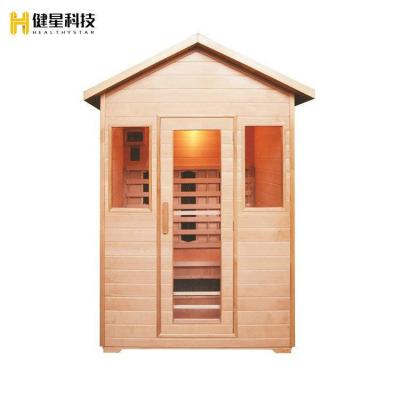 China Outdoor Wooden Computer Control Panel Fansion Carbon Film Steam Sauna Room 2 Person Far Infrared Dry Sauna Room for sale