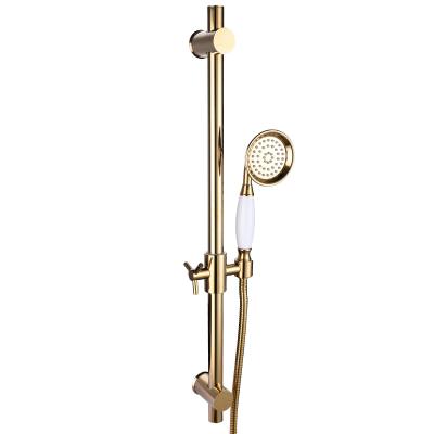 China Slide Bar CIENCIA Gold Brass Material Titanium Shower Set With Wall Mounted Shower Slide Bar Stainless Adjustable Hand Shower, BJ4022F for sale