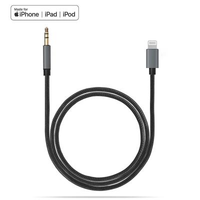 China Car MFi Cable Certified 3.5mm Earphone Jack Adapter Male Aux Stereo Audio Cable 1.2m For iPhone Apple for sale