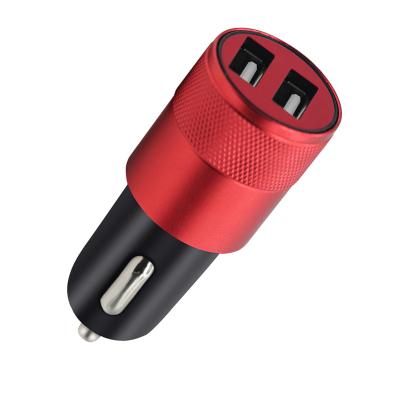 China Wholesale Fast Universal ABS 12v Dual Port Metal Mobile Phone Charger USB Car Phone Charger Logo Fast Charging Custom Adapter for sale