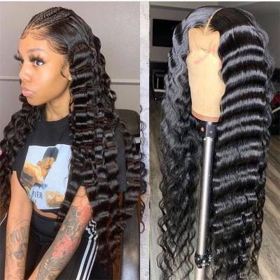 China Full Lace Front Wigs Peruvian Deep Wave Lace Front Human Hair Wigs For Color Women Glueless Cuticle Aligned Lace Frontal Wigs for sale