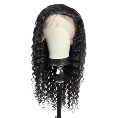 China Wholesale 100% Virgin Deep Wave 180% Density Cuticle Aligned Swiss Lace Front Wig Brazilian Hair Frontal Wig For Woman for sale