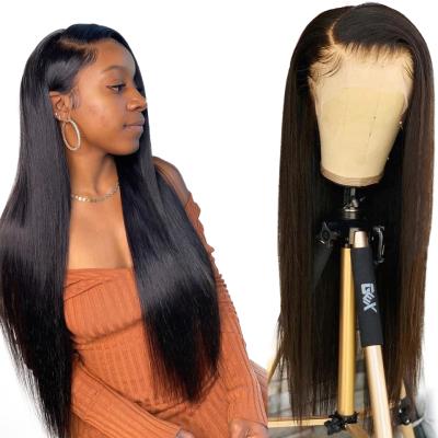 China Brazilian Virgin Human Hair Lace Front Lace Wigs 13*4*1T-part Lace Front Wig 180% Density Straight Black Human Hair Wig For Woman for sale