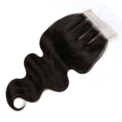 China Brazilian Body Wave Virgin Human Body Wave 4*4 Lace Up Free Part Middle Part Three Part Hair Cheap Remy Closure For Woman for sale