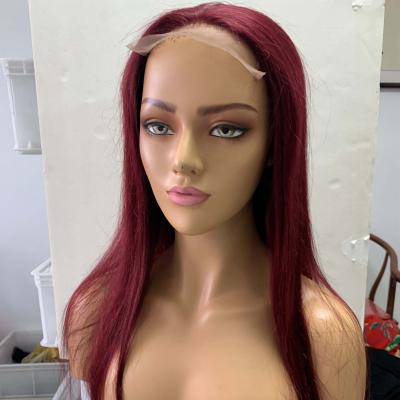 China Silky Straight Wave 40inch 99j Red Colored Remy Lace Frontal Wigs For Women Middle Part Straight Lace Front Human Hair Wigs Brazilian for sale