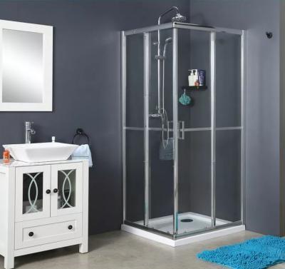 China Corner Hinge Classic Sliding Shower Enclosure Clear Fixed Two Glass Door 6mm zu verkaufen