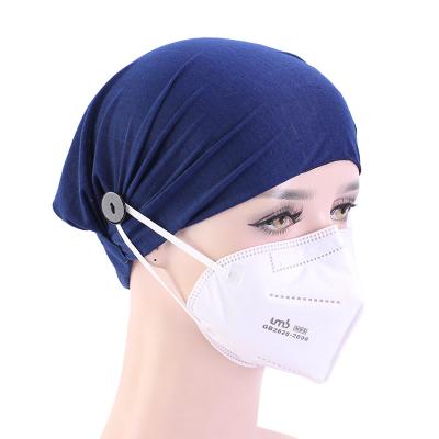 China Cloth Nurse Headband Buttons For Workout Turban Headwrap Face Cover Protect Ears Headbands for sale