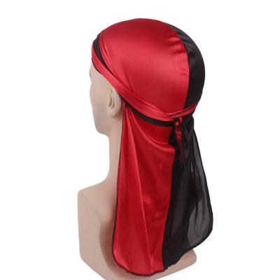 China DecorateÂ   Match Color Men Tail Long Doo Rag Silky Unisex Men's Pirate Hat Durag Chemo Caps Skull Hat Turban Durag for sale