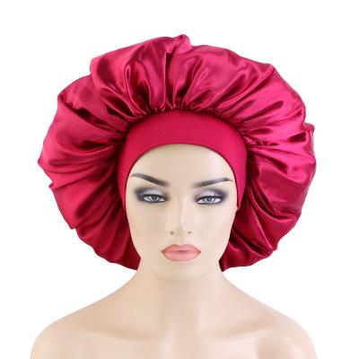 China Large Size Image Women Hair Sleep Cap Hair Hoods Satin Hood With Wide Band for sale