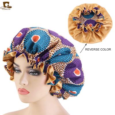 China Picture African Ankara Style Print Dashiki Turbanet Sleep Day And Night Hat Satin Cowl for sale