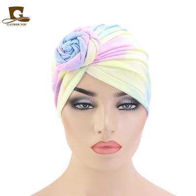 China DecorateÂ   African Style Women Cotton Knotted Pre Tied Hat Make Up Hat Muslim Haijab Turban Women Turban Hat for sale