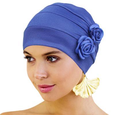 China DecorateÂ   women fashion accessories women ladies cheap wholesale hair turban with double flower for sale