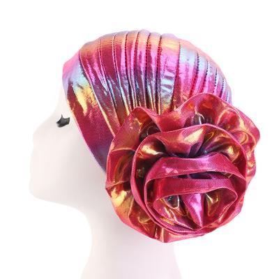 China Factory wholesale quality POLYESTER flower turban headwrap head scarf colorful flower crown laser hats for sale