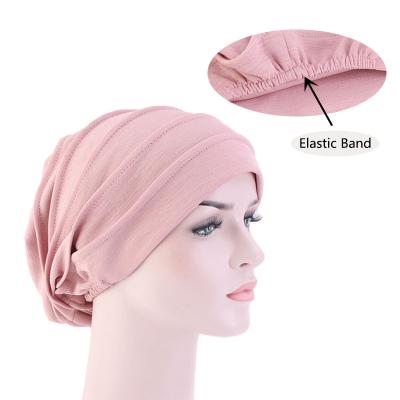 China New Fashion Cotton Beanie Hat Cancer Hats Chemo Slouchy Snood Lady's Loose Turban One Size Fit for Chemo Solid Women Sleep Wear TJM-267 for sale