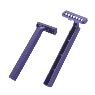 China Twin Blade Disposable Razor Stainless Steel Handle Twin Plastic Razor for sale