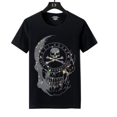 China LX13 Anti-Wrinkle Fabrics Color Skull Rhinestones Mens Briefs Man Clothing Summer T-shirt Printed Transfer T-shirt Custom Mans T-shirt for sale