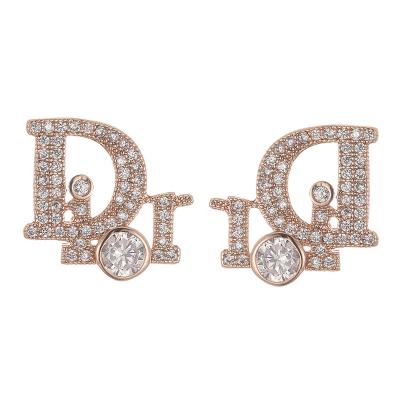 China FASHIONABLE 925 famous brands Diamond Letter D design silver jewelry designer earrings for women party for sale