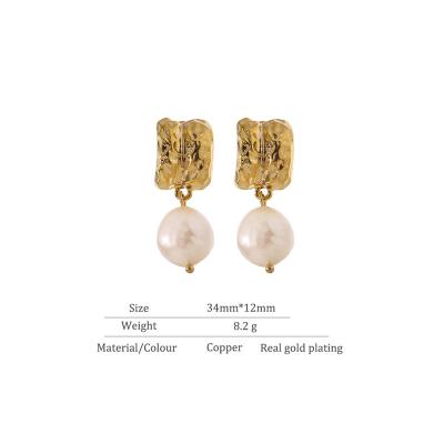 China TRENDY 18k Gold Plated Fashion Charm Fashion Jewelry Fashion Jewelry Pearl Earrings Freshwater Gold Zinc Natural Women's Jewelry for sale