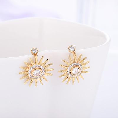 China Other 925 needle high-grade silver earrings, sunflower temperament, zircon earrings, jewelry for sale