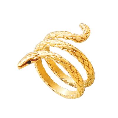 China FASHIONABLE Hot Selling Stainless Steel Women's Ring 316L Gold Plated Snake Style 18K Ring for sale