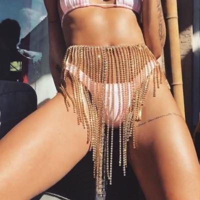 China Lead free nickel free hot selling European and American beach tassels nightclubs sexy diamond body chain for sale