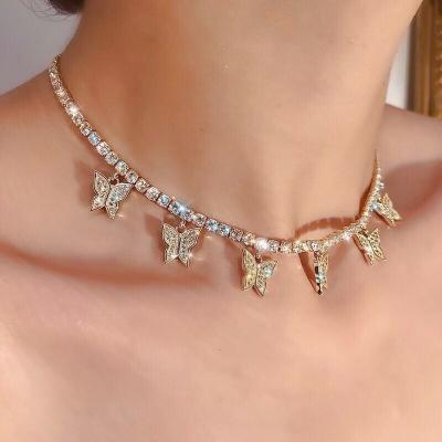 China No Nickel Gold Plated Women's Tennis Pendant Necklace Lead Free Rhinestone Charm for sale