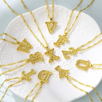 China Lead Free Hot Selling No Nickel Style 26 Letter Women's Necklace Gold Plated Jewelry for sale