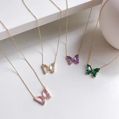 China No Nickel Lead Free Hot Selling Crystal Butterfly Clavicle Pendant Necklace for sale