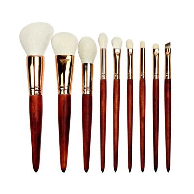 China Angular Blush OCM 10 PCS Private Label High Quality Goat Hair Wood Handle Cosmetic Makeup Brush Set for sale