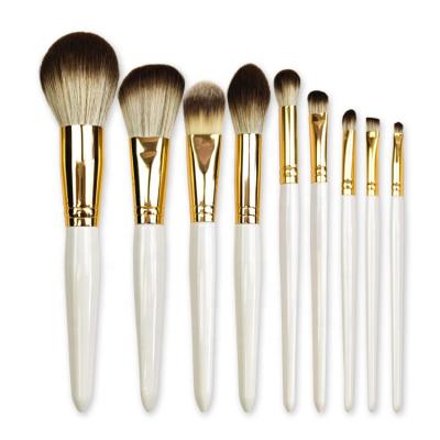 China Angular blush OCM 9pcs fashional vegan wood handles makeup cosmetic blending brush set for sale