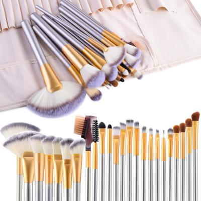 China Angular Blush High Quality Professional Makeup 24pcs Champagne Luxury Power Kabuki Brush Set Brush for sale