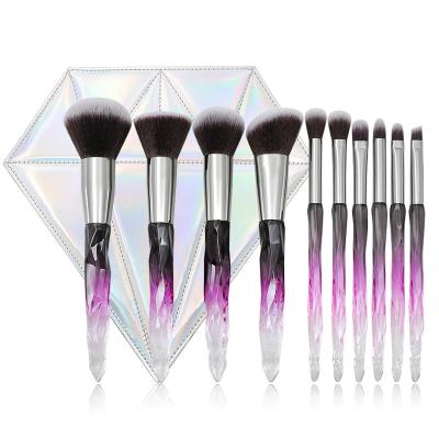 China Angular Blush Crystal Handle Make Up Brush Fashionable Personalized Empty Private Label Rings Cosmetic Makeup Brush Set for sale