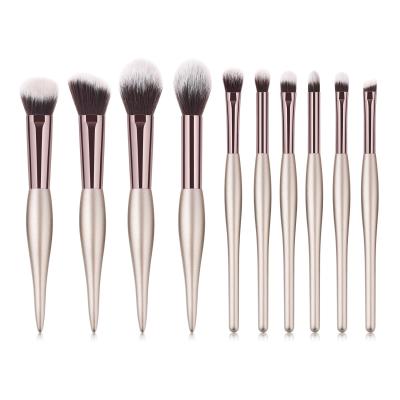 China Angular blush CMO wholesale 10 PCS Amazon champagne vegan handle makeup best sale wood brush set for sale