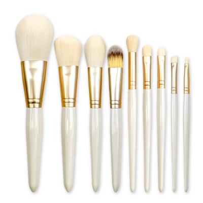 China White Wooden Fan Brush OCM 9pcs Private Label Handle Cosmetics Brush To Make Up Brush Set for sale