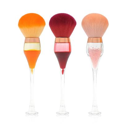 China Angular Blush OCM 2021 New Design Pink Portable Single Makeup Setting Powder Brush for sale