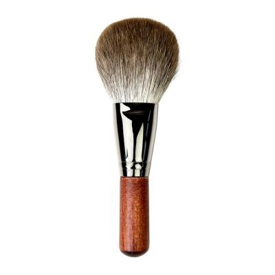 China Luxury Custom Flat Brush OCM Fur Animal Snow Fox Hair Wooden Handle Blush Setting Powder Brush for sale