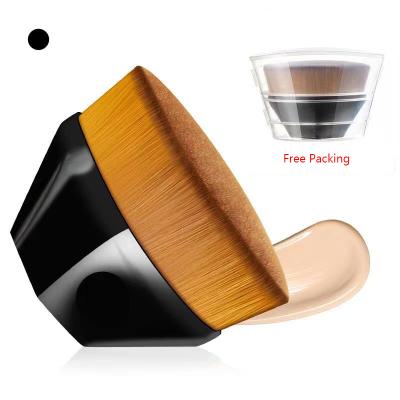 China 2021 Private Label No.55 Flat Brush Black Pink Synthetic Vegan Kabuki Makeup Base Single Flat Brush for sale