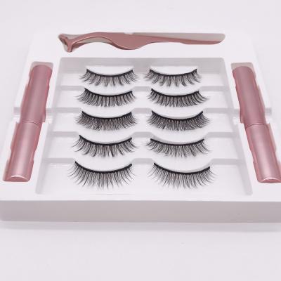 China Customized Boxes Wholesale Durable 3 5 10 Pairs Handmade Fake Mink Fiber Magnetic False Eyelash Tape Invisible for sale