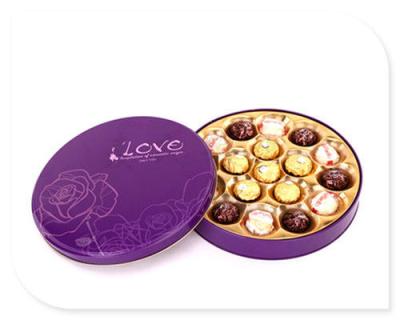 Κίνα Round Metal Containers Wholesale Cookie Tins Blue Chocolate Tin Box προς πώληση