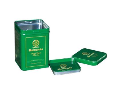 China El té vacío estaña la caja al por mayor de Tin Storage Square Tea Tin del té con color verde impresa en venta