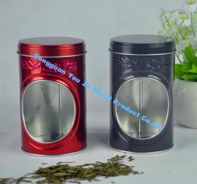 China Food Grade Display Tin Container Round Tin Box with Window on Body Decorative Tin Can zu verkaufen