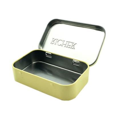 China Child Resistant Design Mint Tins with Flip Lid Embossed Metal Tins Wholesale Small Tin Cases en venta