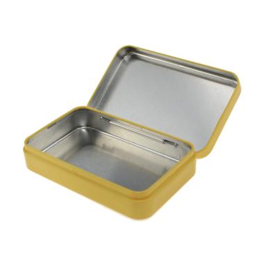 中国 Child Resistant Mini Tin Cans Small Metal Box with Lid Yellow Printed Candy Mint Tin Boxes 販売のため