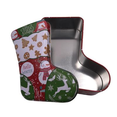 Cina Christmas Stocking Tins Gift Box Atlantic Tins Large Tin Food Storage Containers with Lids in vendita