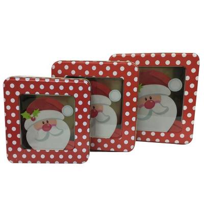 Κίνα Holiday Tin Box with Window Michael Tins Wedding Favor Tins Square Cake Tins προς πώληση