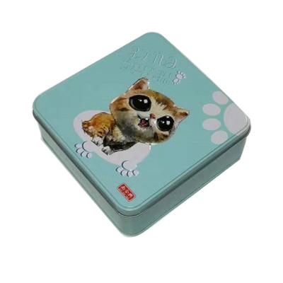 China Embossed Square Tin Box with Lid Lower Price Tin Cans Wholesale Metal Containers for Cookies zu verkaufen