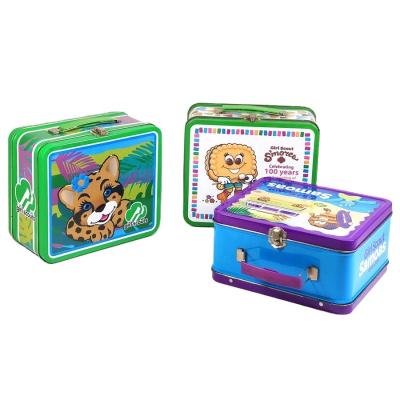 Κίνα Custom Lunch Tin Boxes with Handles High Quality Tin Cans Vintage Metal Containers προς πώληση